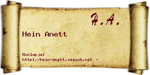 Hein Anett névjegykártya